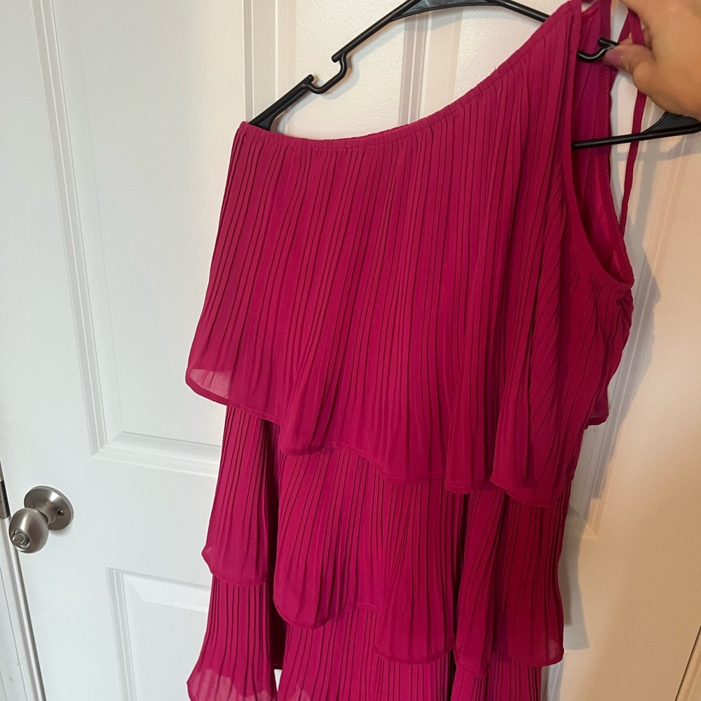 Pink One-Shoulder Ruffle Dress - Picture 2 of 2